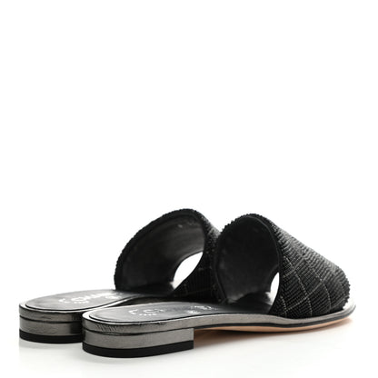 Chanel Pearl Embroidery CC Mules 35 Black Grey 4 of 10