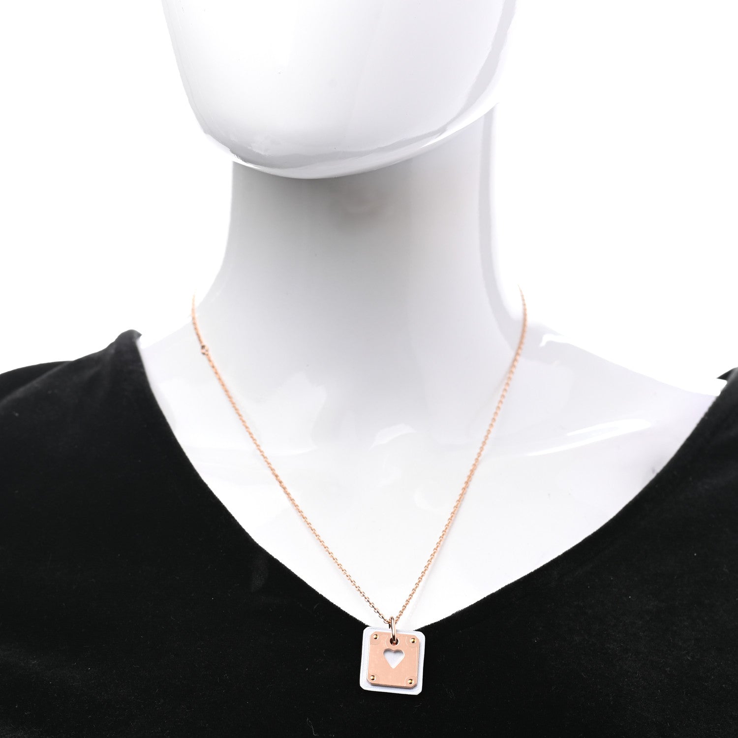 Hermes Rose Gols Plated Swift As De Coeur Necklace Bleu Brume 2 of 9