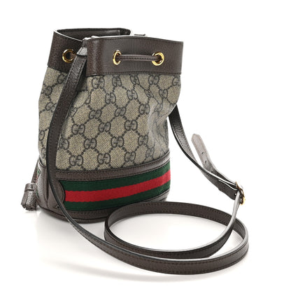 Gucci GG Supreme Monogram Web Mini Ophidia Bucket Bag Brown 3 of 10