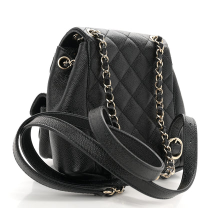 Chanel Shiny Caviar Quilted Small Duma Pockets Drawstring Backpack Black 3 of 10