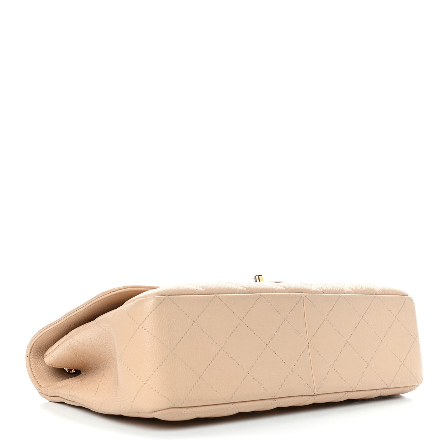 Caviar Quilted Jumbo Single Flap Beige Clair
