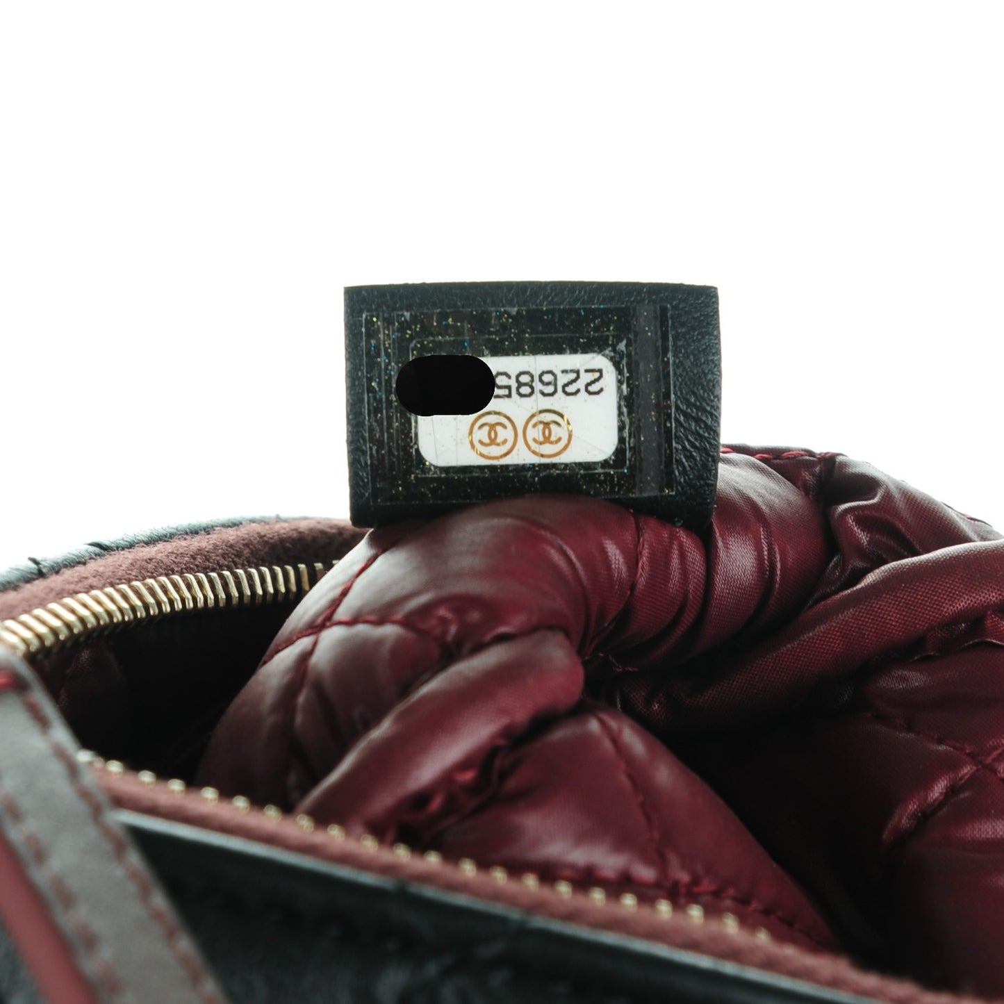 Lambskin Quilted Small Cosmetic Case Black