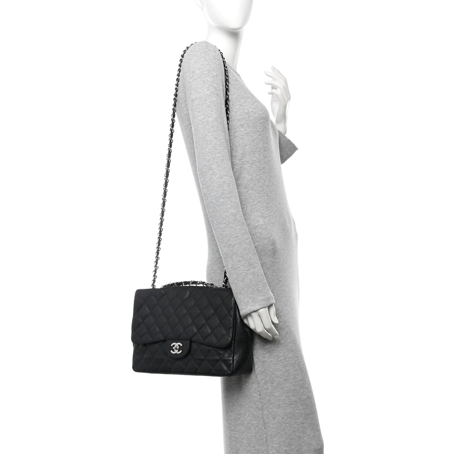 Caviar Quilted Jumbo Single Flap Black