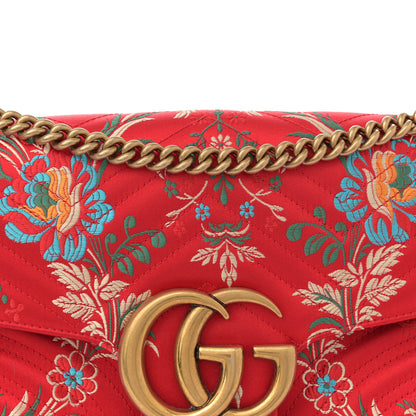 Gucci Jacquard Matelasse Floral Medium GG Marmont Shoulder Bag Red 8 of 14
