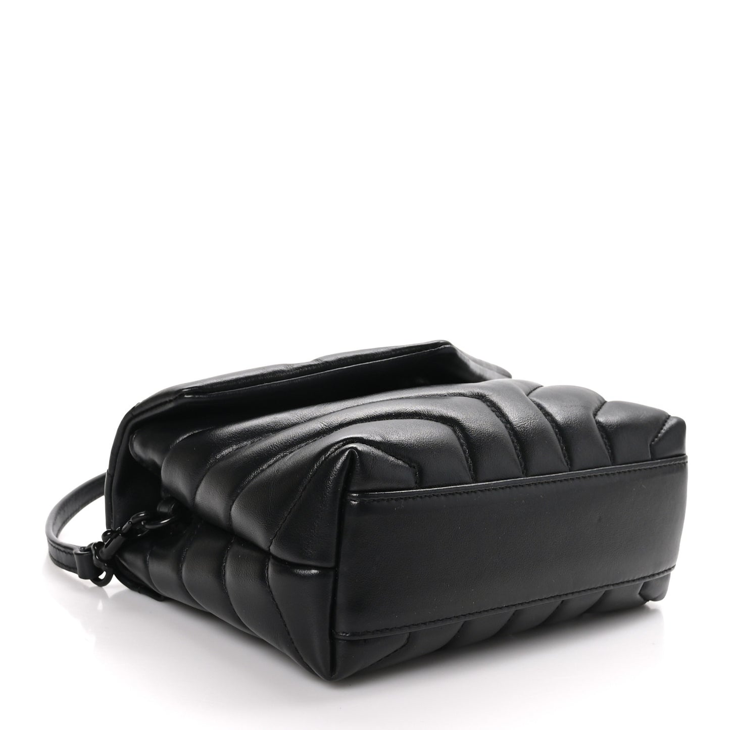 Calfskin Y Quilted Monogram Monochrome Toy Loulou Crossbody Bag Black