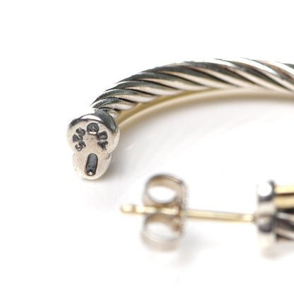 David Yurman Sterling Silver 18K Yellow Gold 31mm Crossover Cable Hoop Earrings 5 of 5