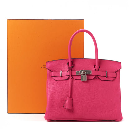 Hermes Taurillon Clemence Birkin 30 Rose Shocking 31 of 31
