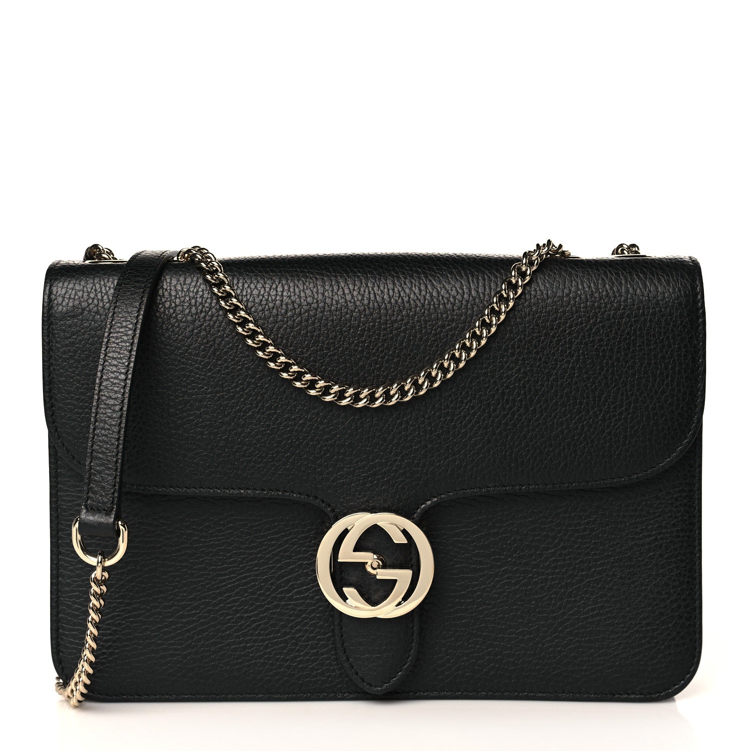 Gucci Dollar Calfskin Interlocking G Shoulder Bag Black 1 of 9