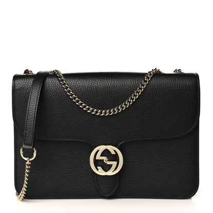 Gucci Dollar Calfskin Interlocking G Shoulder Bag Black 1 of 9