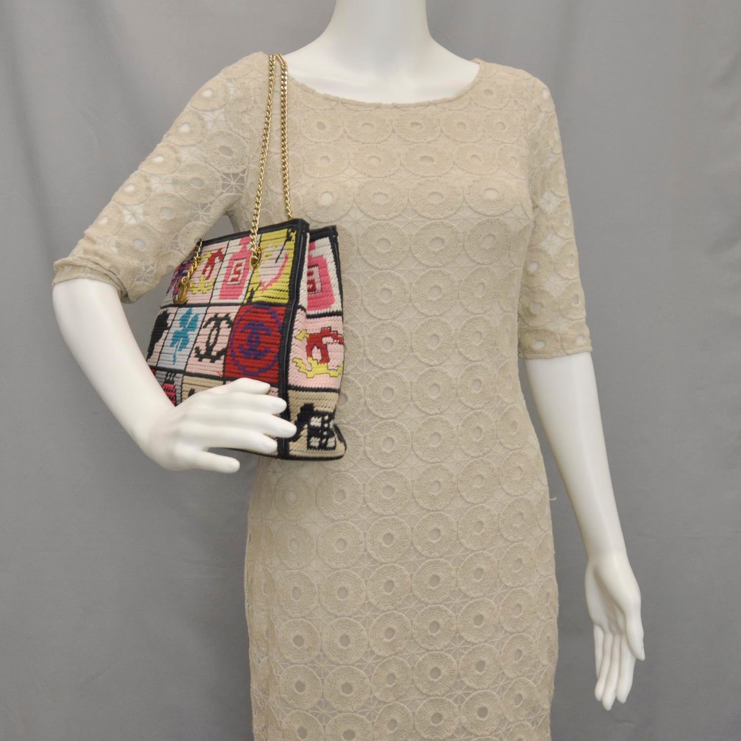 Chanel Needlepoint Precious Symbols Shoulder Bag Black 2 of 10
