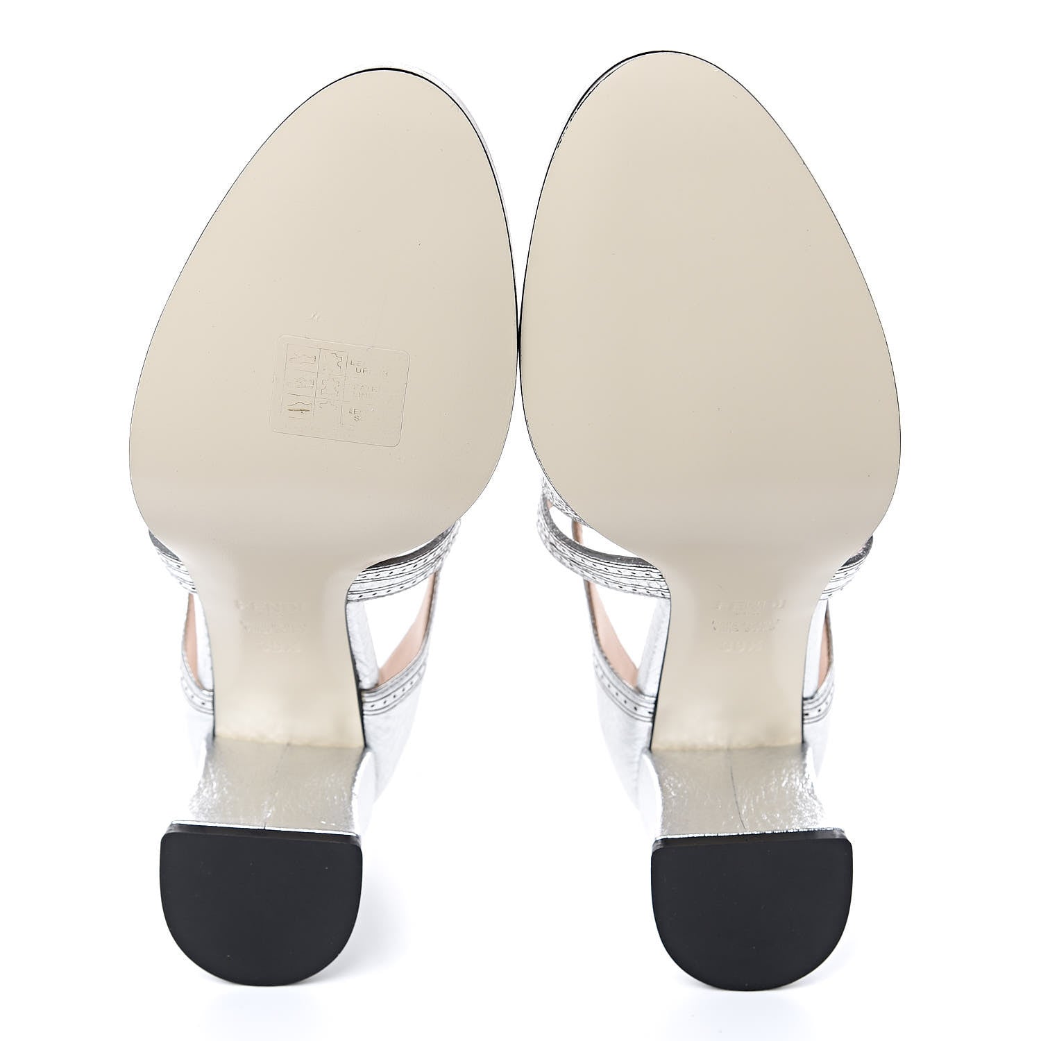 Fendi Metallic Calfskin Chameleon T-Strap Pumps 39.5 Silver 8 of 10