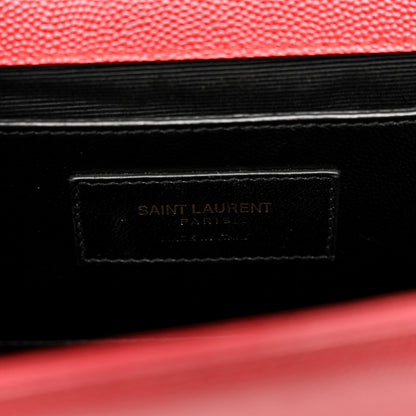 Saint Laurent Grain De Poudre Medium Monogram Kate Satchel Red 6 of 10