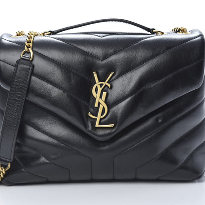 Saint Laurent Calfskin Y Quilted Monogram Small Loulou Chain Satchel Black 7 of 12
