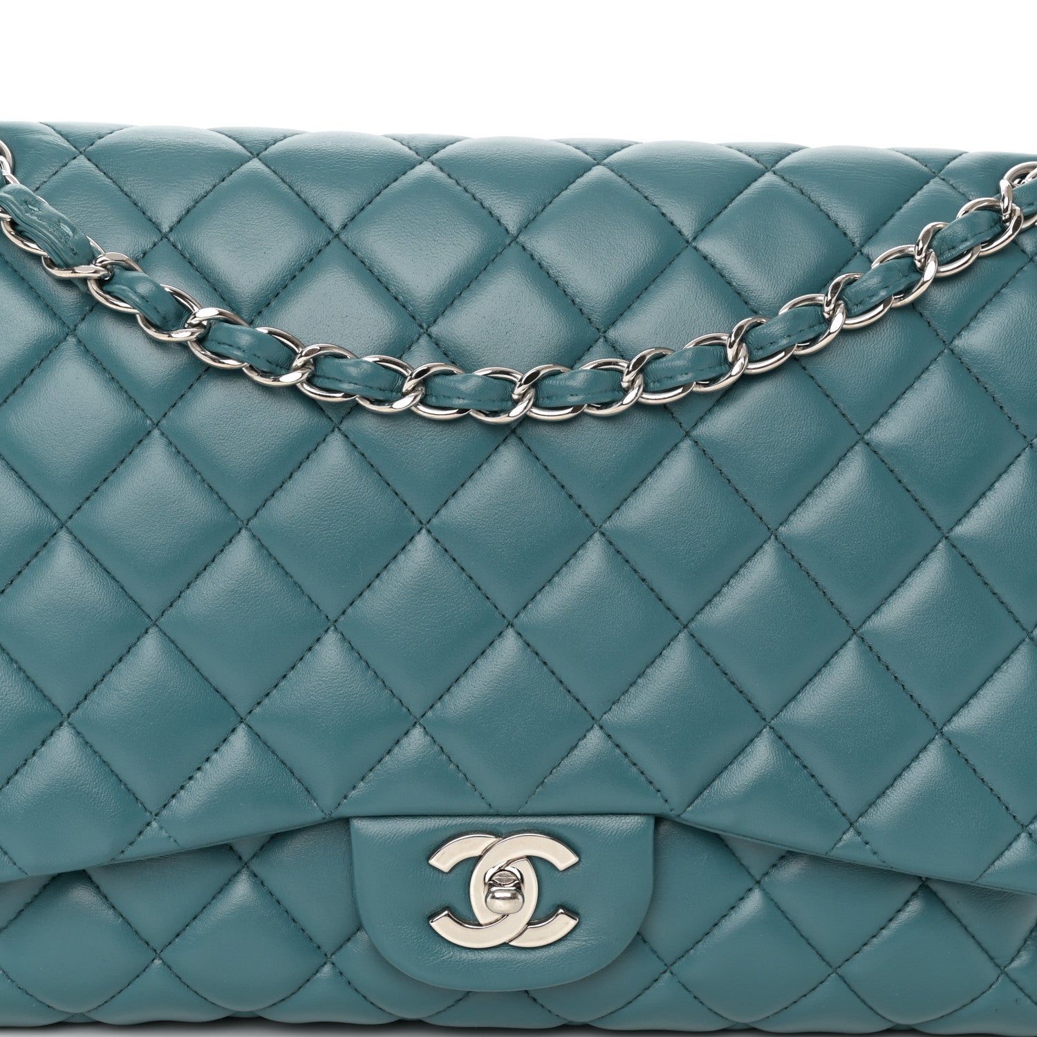 Chanel Lambskin Quilted Maxi Single Flap Turquoise 8 of 14