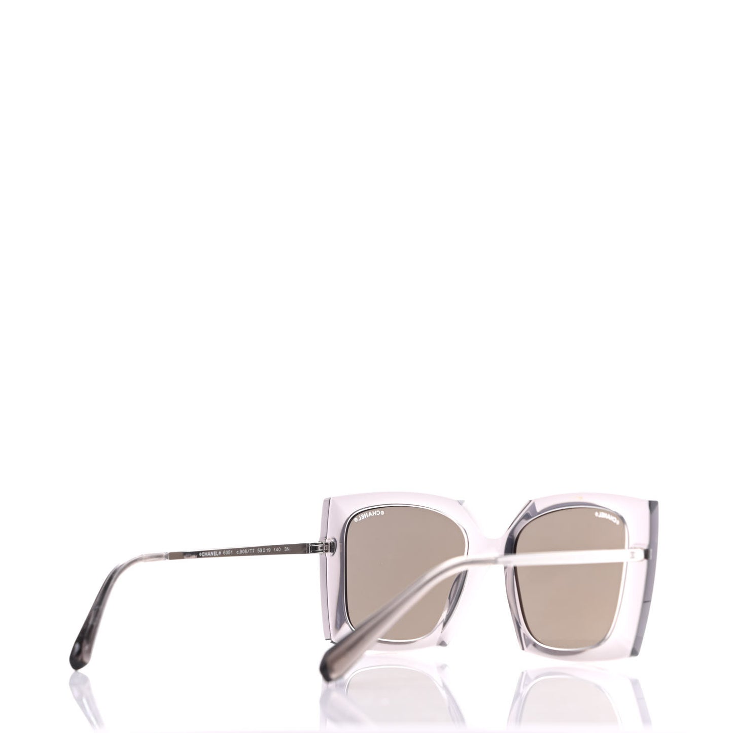 18K White Gold Mirror Square Sunglasses 6051 Gray