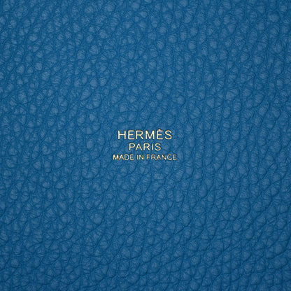 Hermes Taurillon Clemence Casaque Picotin Lock 22 MM Bleu Nuit Black Blue Frida 6 of 11