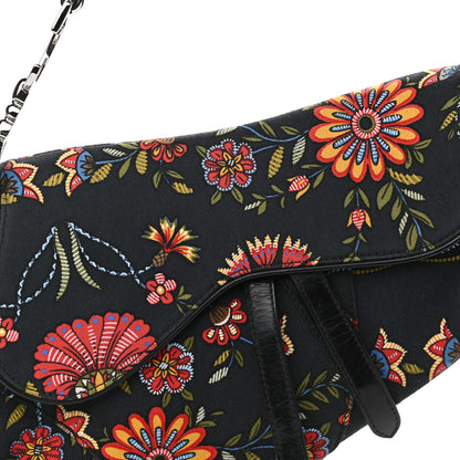 Christian Dior Canvas Floral Saddle Bag Black 8 of 10
