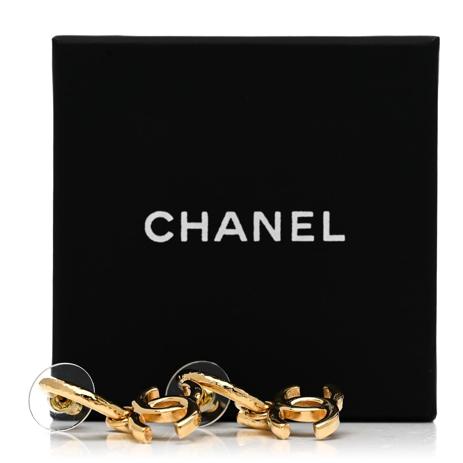 Chanel CC Hoop Drop Earrings Gold 5 of 5