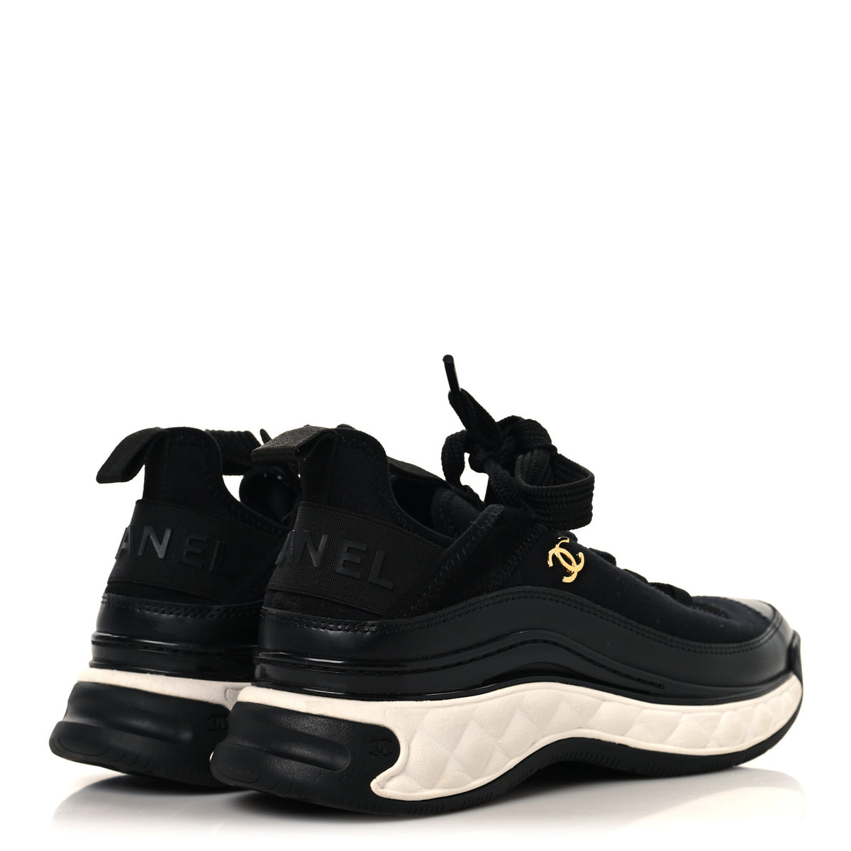Chanel Velvet Calfskin Mixed Fibers CC Sneakers 36 Black 5 of 9