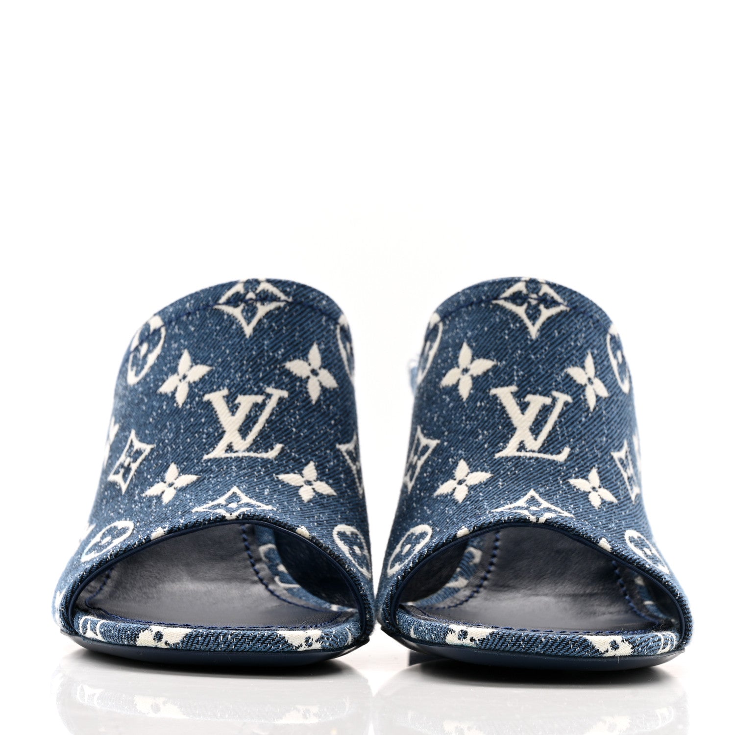 Louis Vuitton Denim Monogram Silhouette Mules 39 Navy Blue 3 of 11