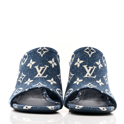 Louis Vuitton Denim Monogram Silhouette Mules 39 Navy Blue 3 of 11