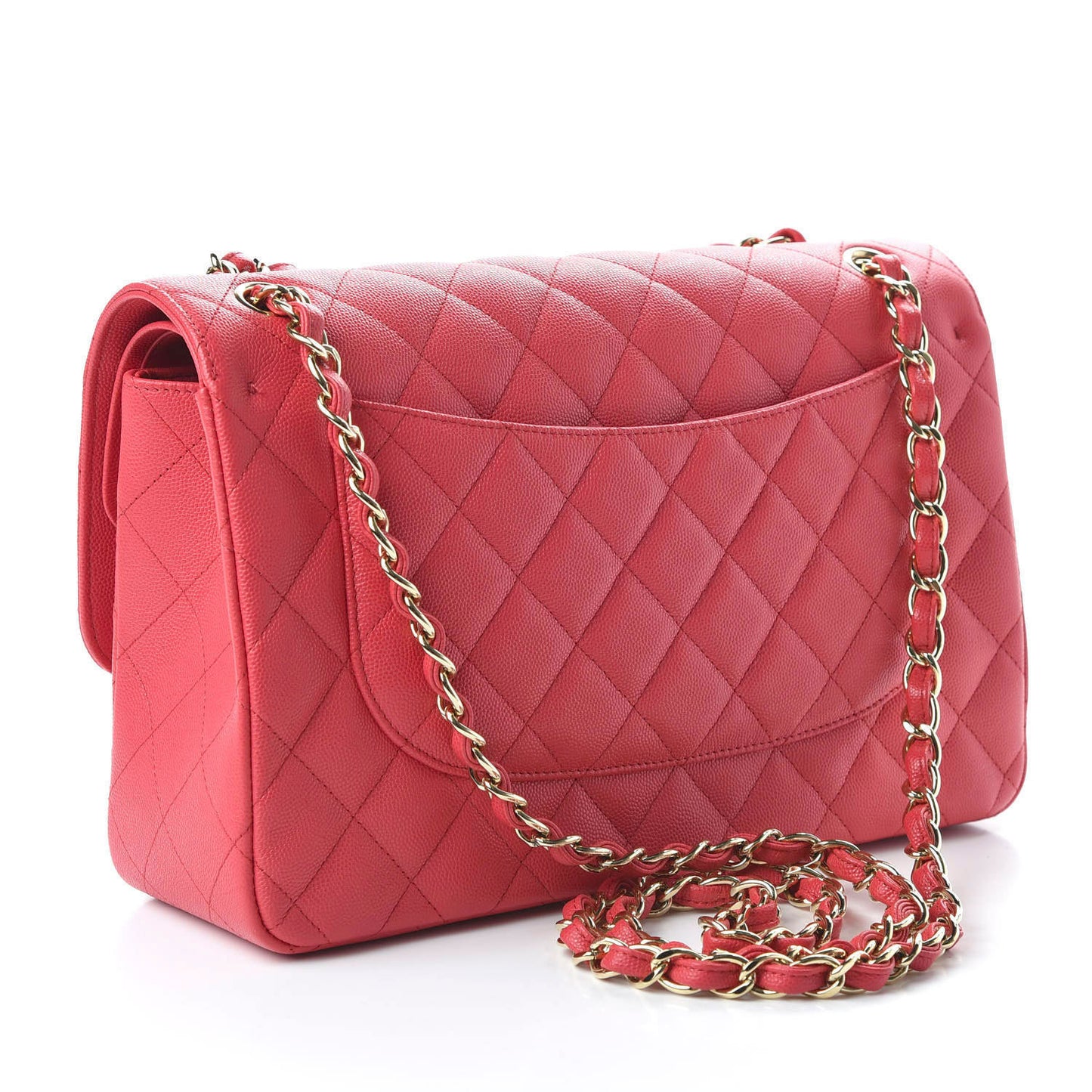 Caviar Quilted Jumbo Double Flap Dark Pink