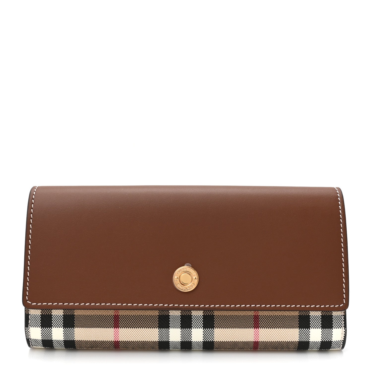 Burberry Vintage Check Grain Calfskin Halton Wallet Tan 1 of 11