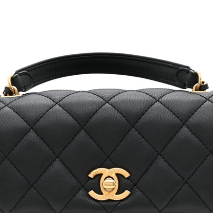 Chanel Calfskin Quilted Top Handle Flap Black 8 of 10