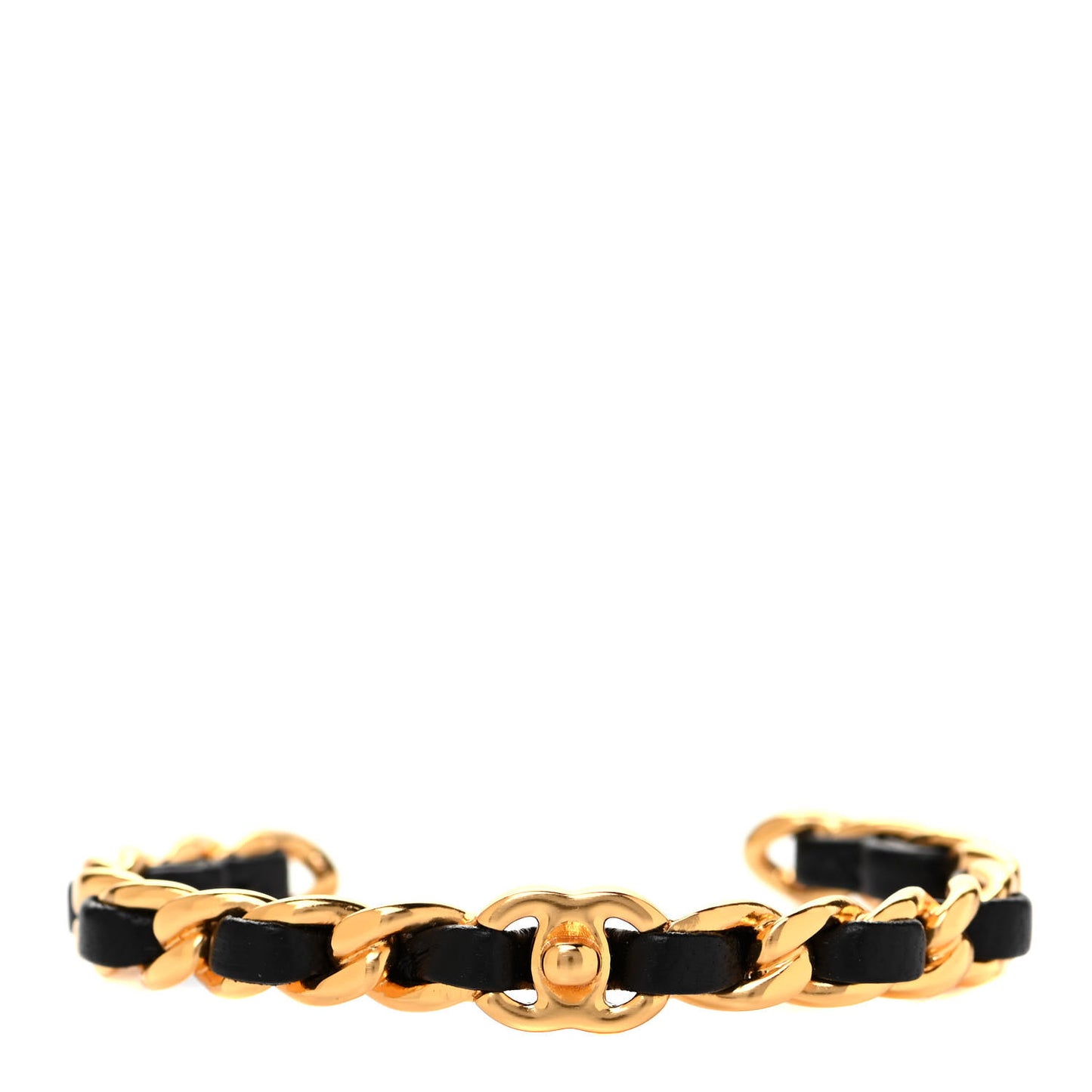 Lambskin More Is More Cuff Bracelet Black Gold