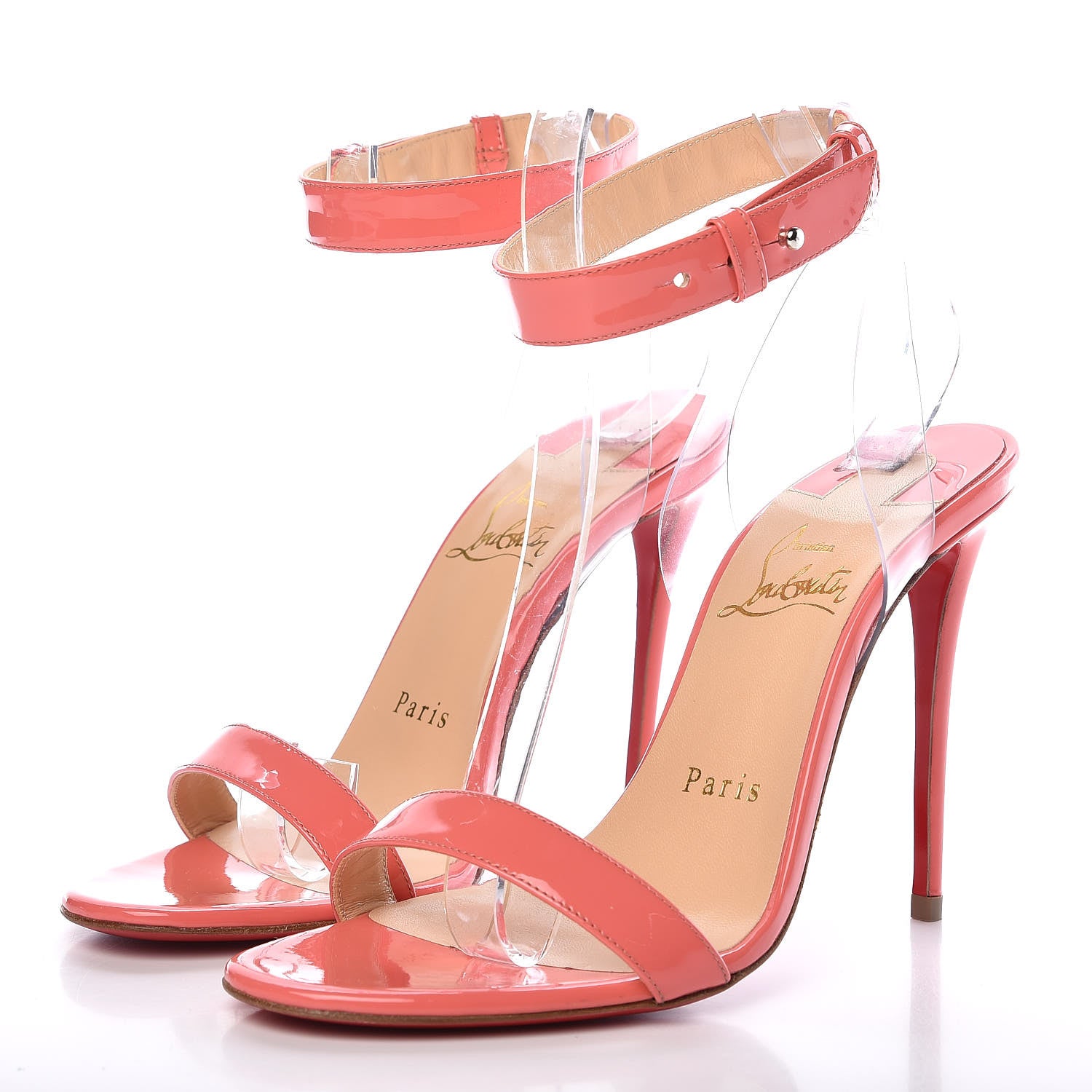 Christian Louboutin Shiny Nappa PVC Jonatina 100 Sandals 36 Charlotte 3 of 8