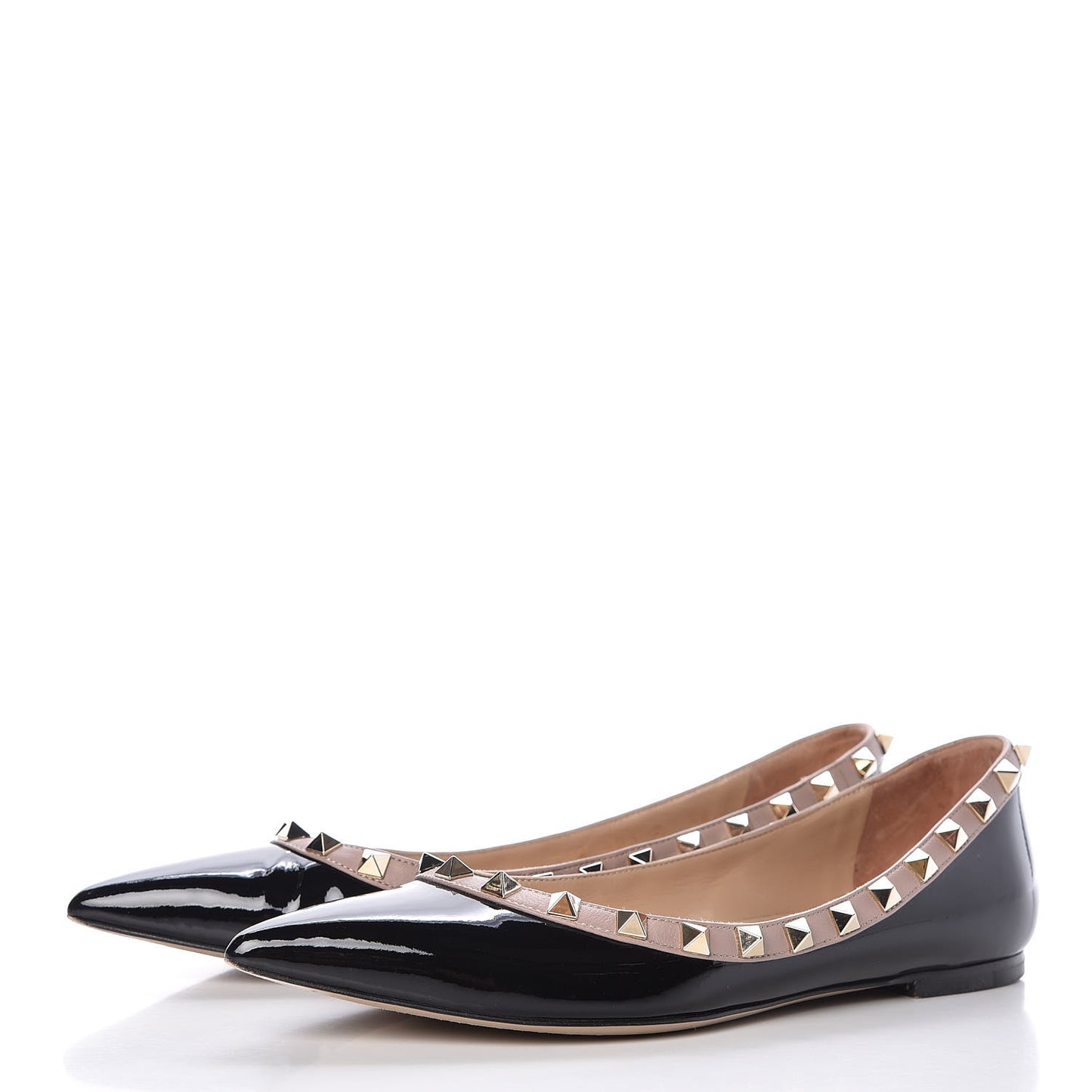 Patent Rockstud Ballerina Flats 36 Black Poudre