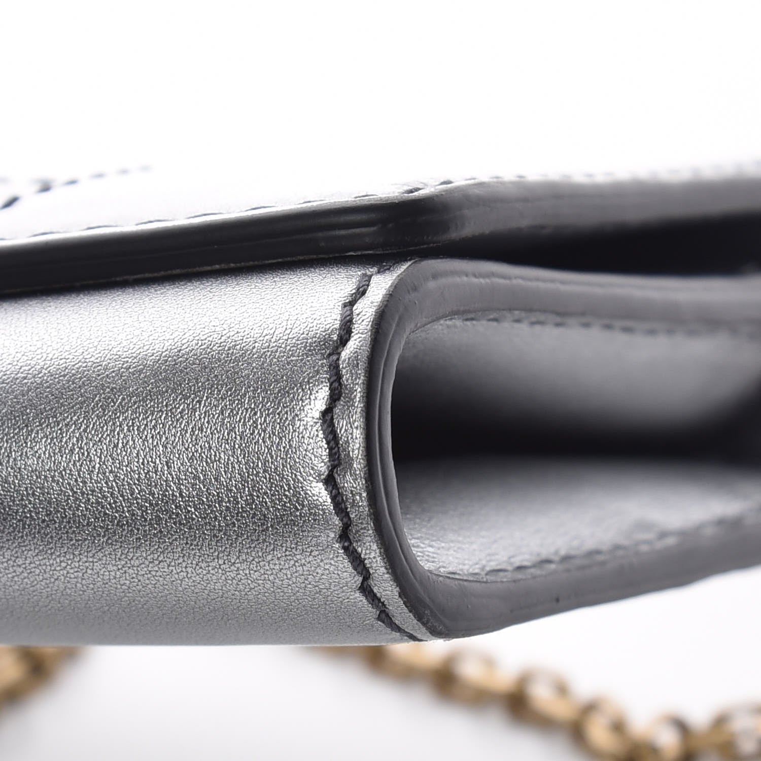 Christian Dior Metallic Calfskin J'adior Croisiere Chain Wallet Graphite 6 of 10