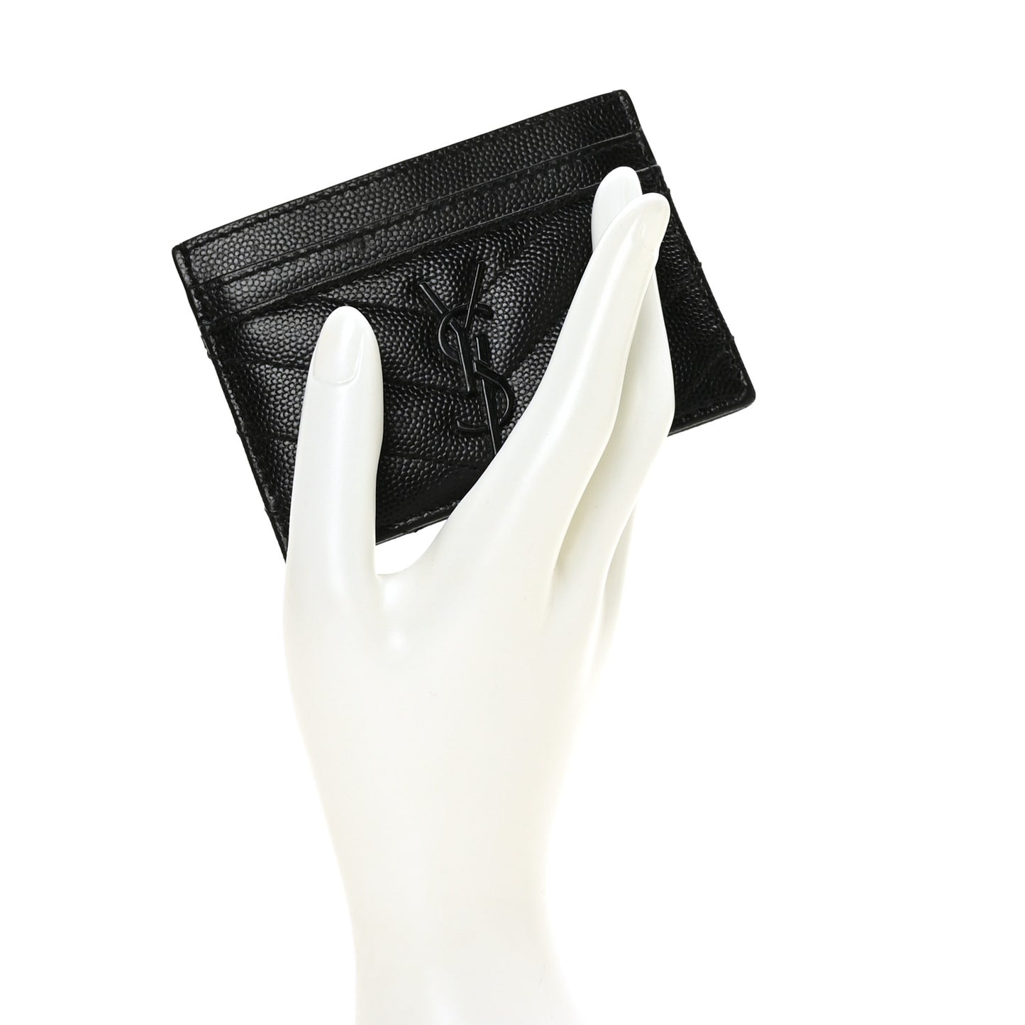 Grain De Poudre Matelasse Chevron Monochrome Monogram Credit Card Case Black