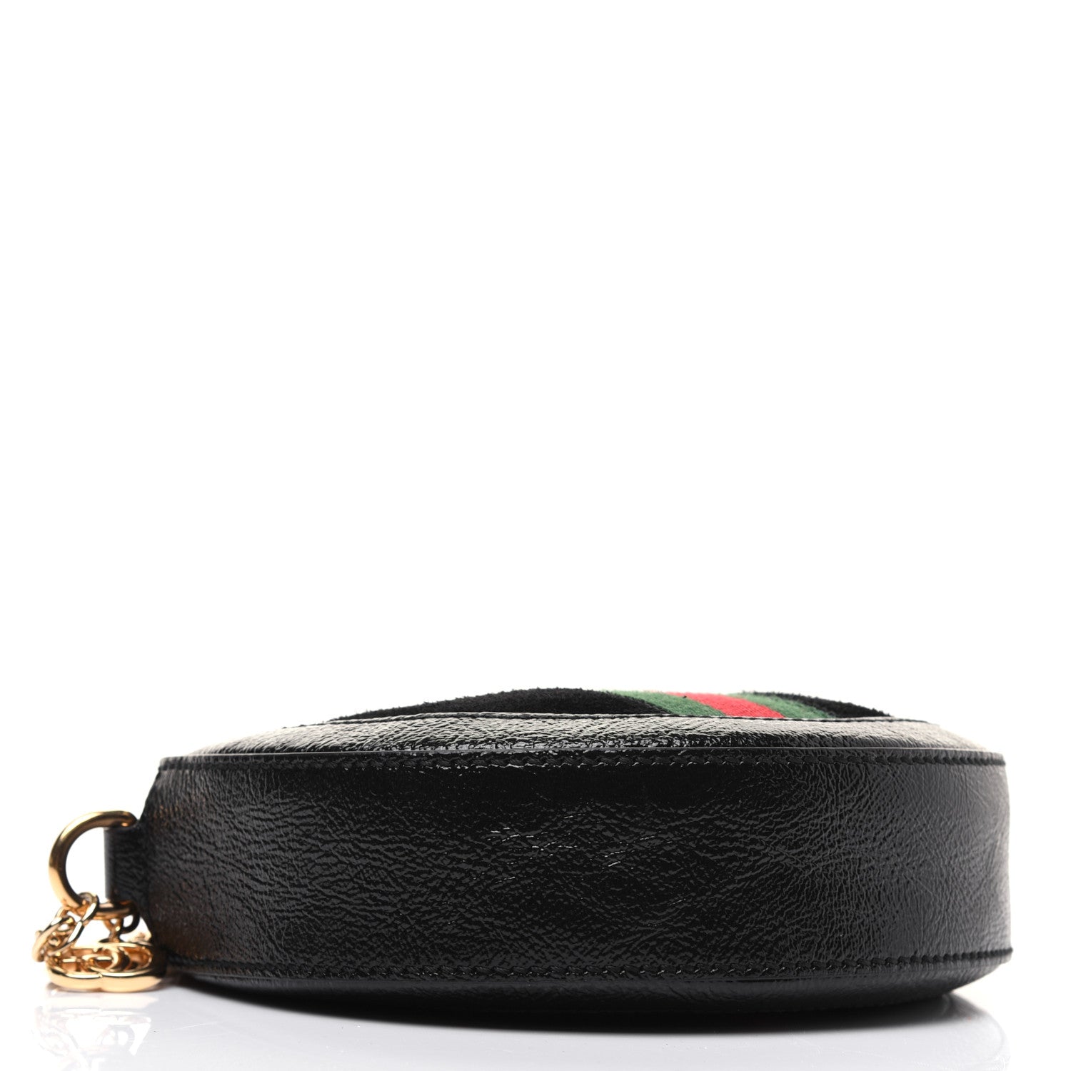 Gucci Suede Patent Web Mini Ophidia Round Shoulder Bag Black 4 of 16