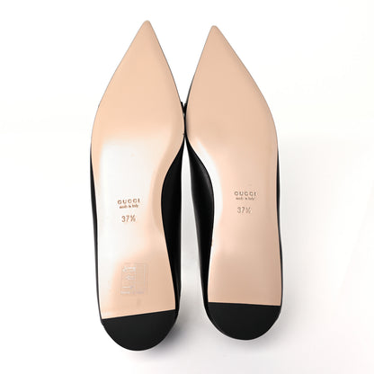 Gucci Nappa Lumiere Deva Horsebit Chain Embellished Flats 37.5 Black 5 of 8