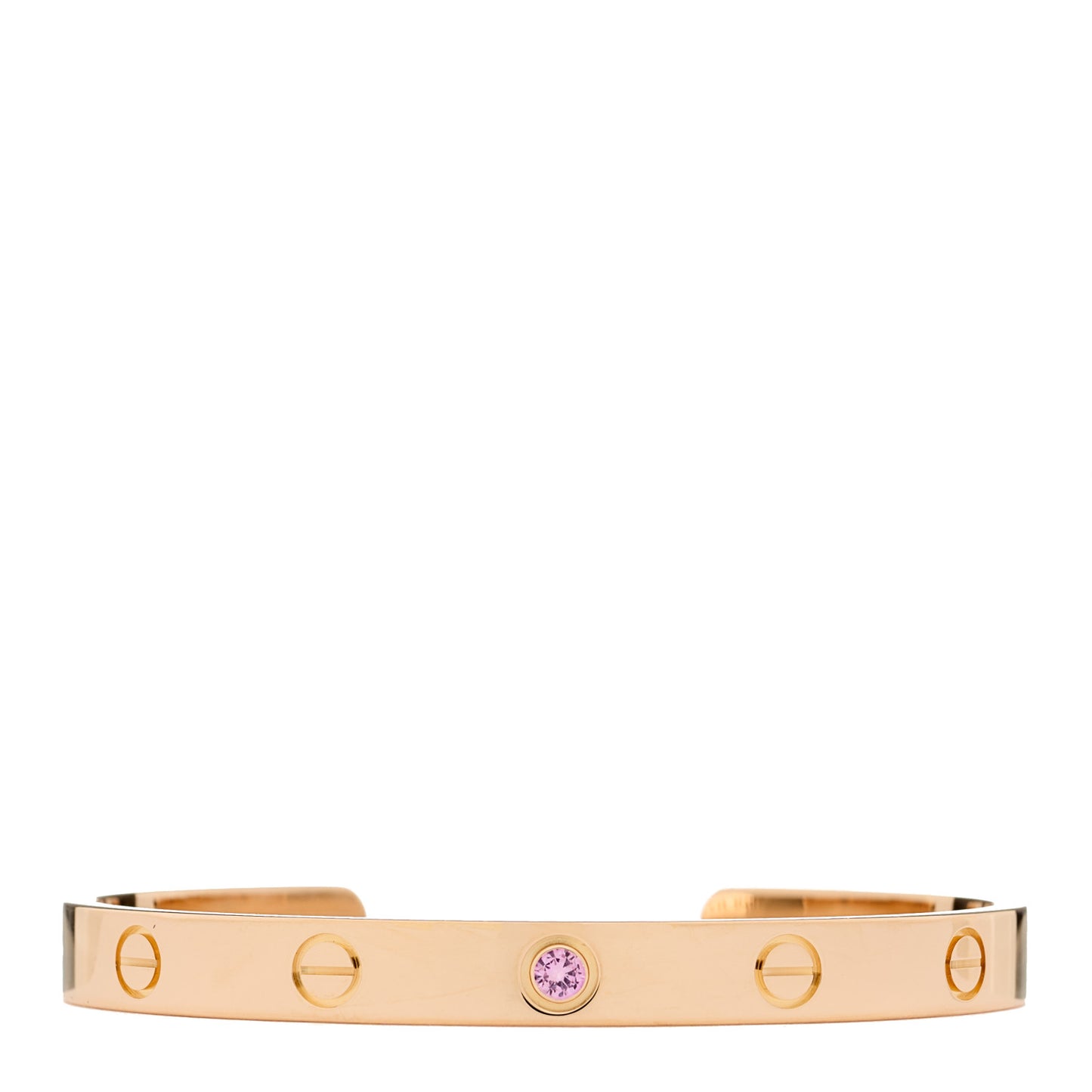 18K Pink Gold Pink Sapphire LOVE Cuff Bracelet 17