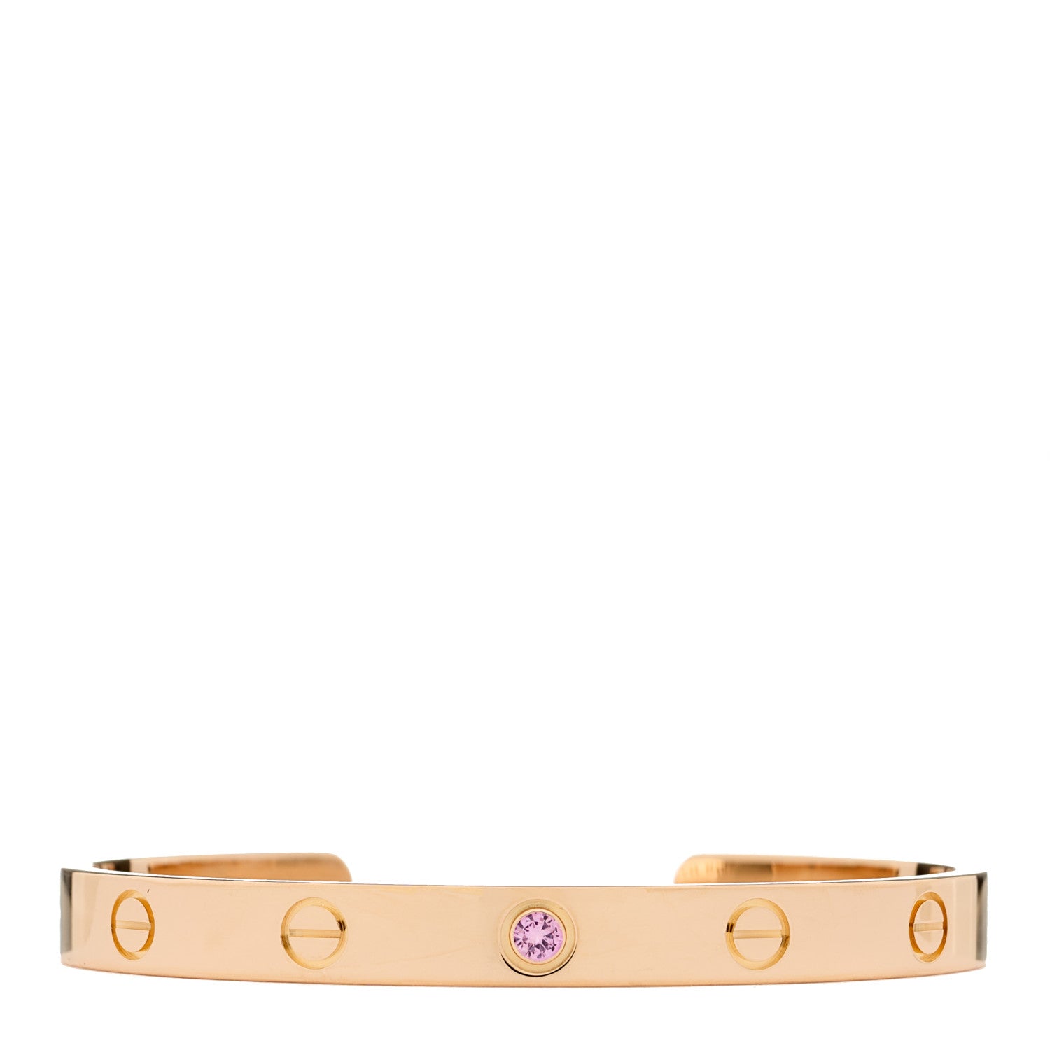 Cartier 18K Pink Gold Pink Sapphire LOVE Cuff Bracelet 17 1 of 3