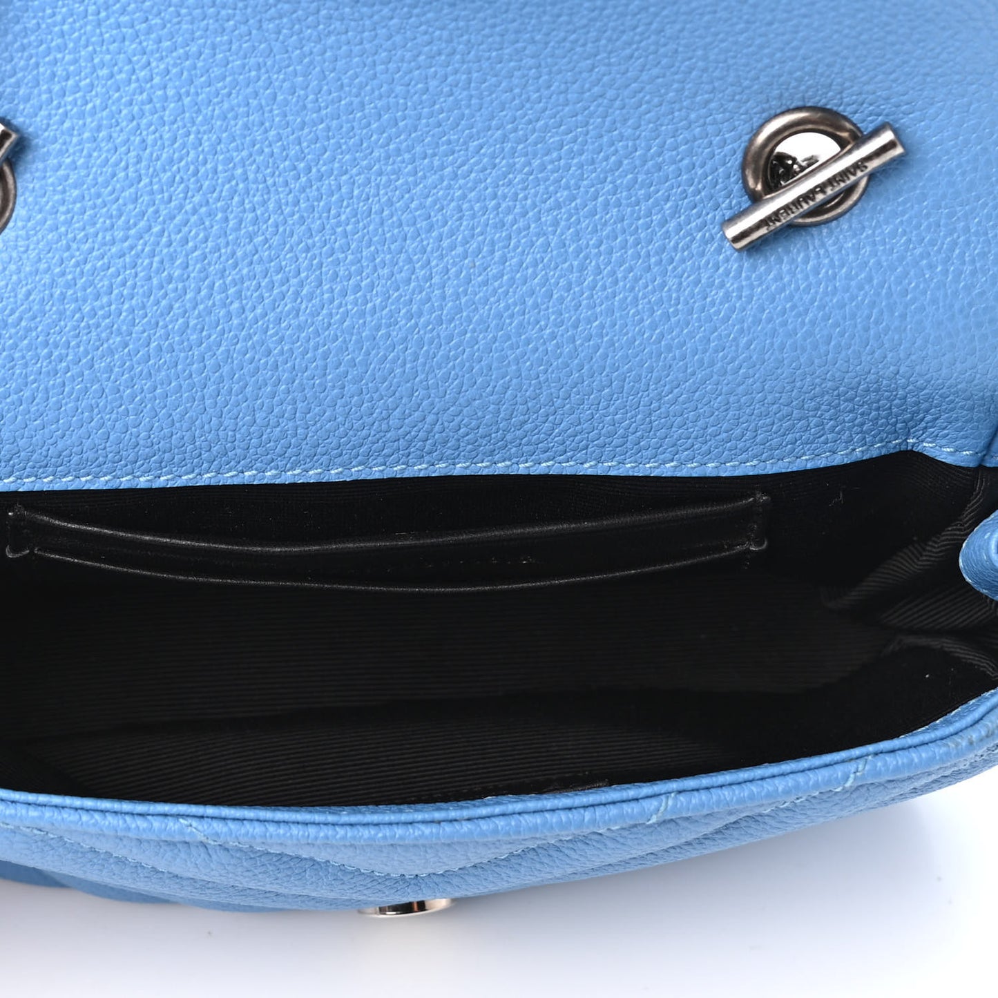 Grained Calfskin Matelasse Monogram Classic Baby Chain Bag Blue