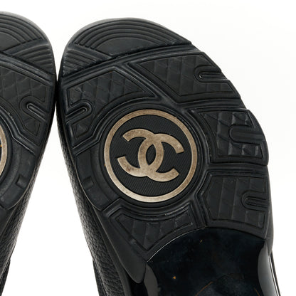Chanel Mesh Suede Grained Calfskin Womens CC Sneakers 40 Black White 7 of 11