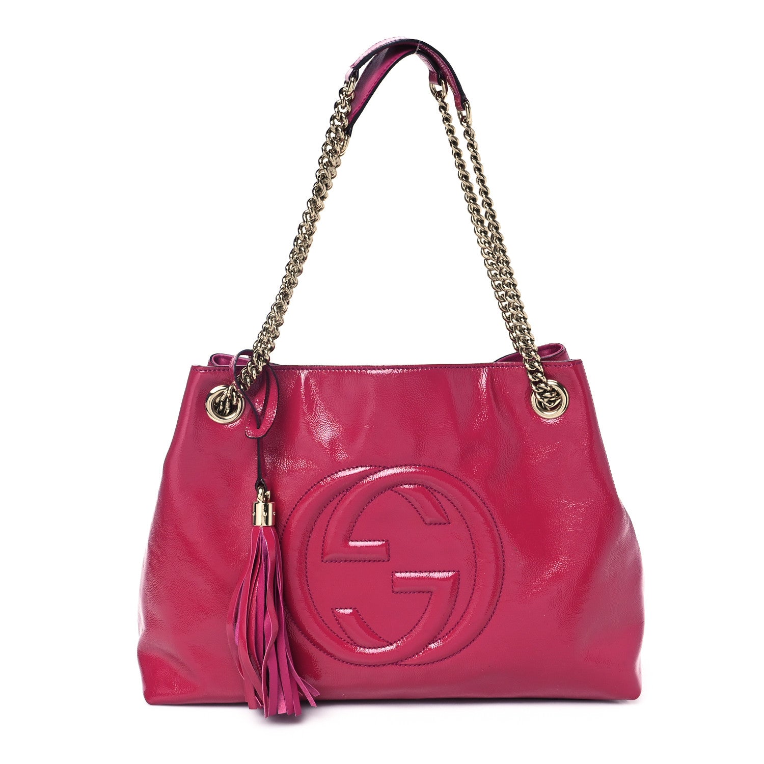 Gucci Vernice Naplack Medium Soho Chain Shoulder Bag Bright Bouganville 1 of 11