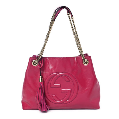 Gucci Vernice Naplack Medium Soho Chain Shoulder Bag Bright Bouganville 1 of 11