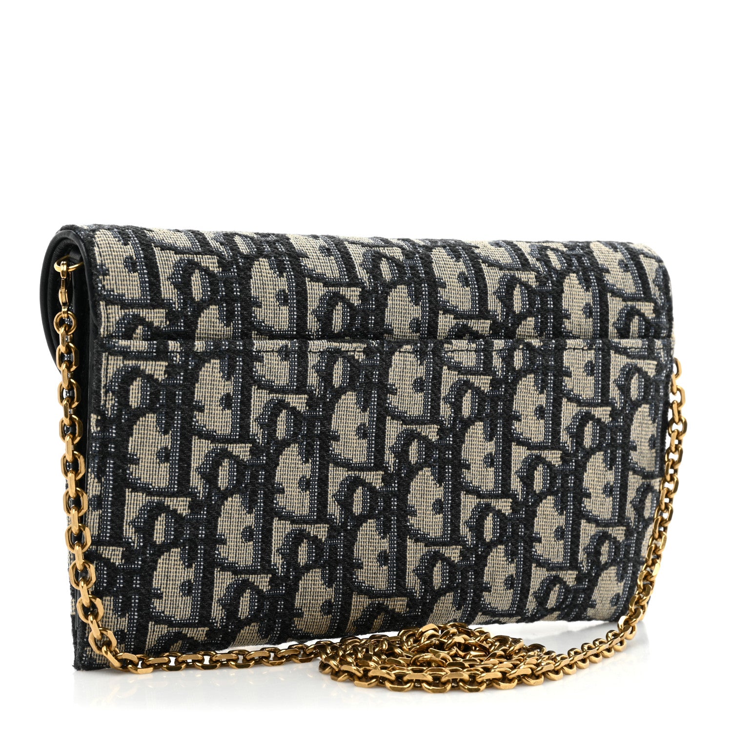 Christian Dior Oblique Saddle Chain Long Wallet Blue 4 of 13