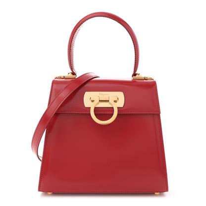 Salvatore Ferragamo Brushed Off Calfskin Small Iconic Top Handle Red 1 of 11