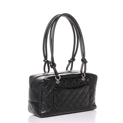 Chanel Calfskin Quilted Large Cambon Bowler Black White 3 of 7