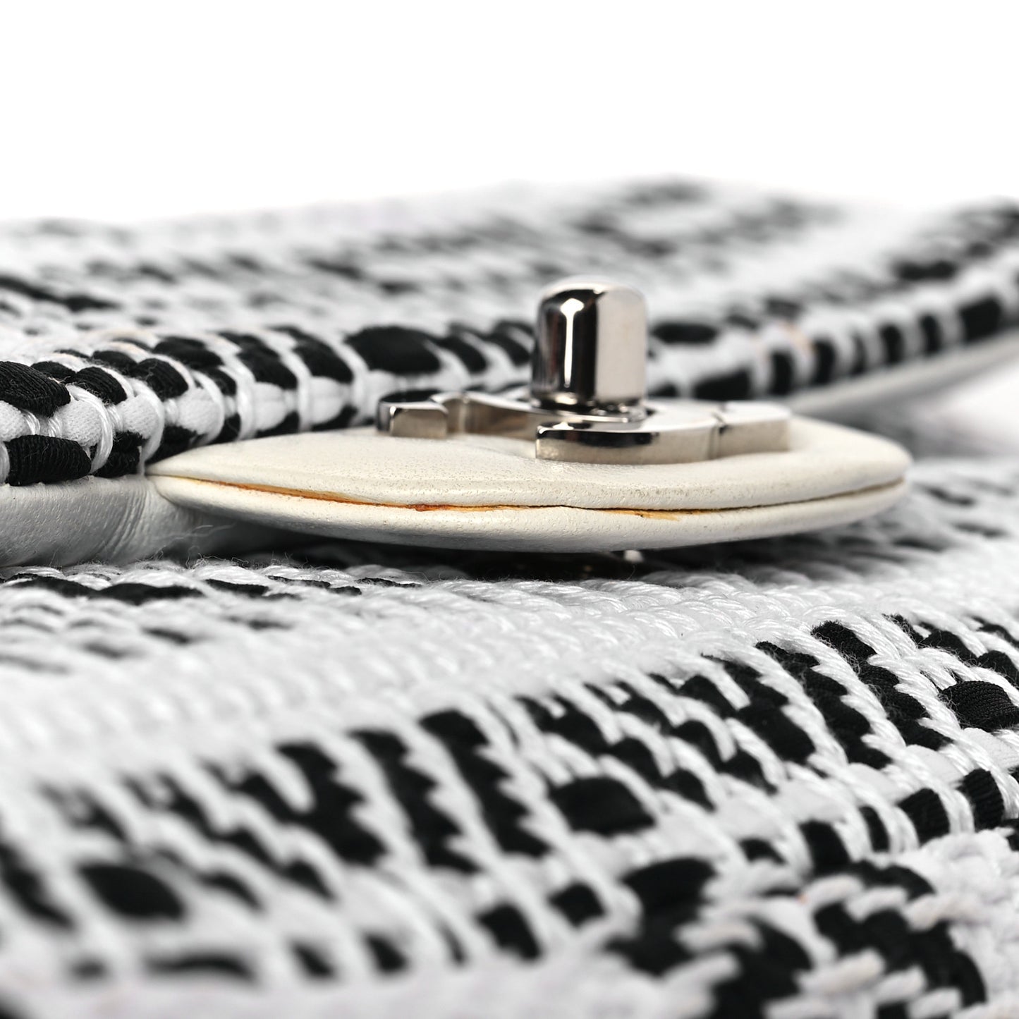 Woven Tweed Small Flap Black White