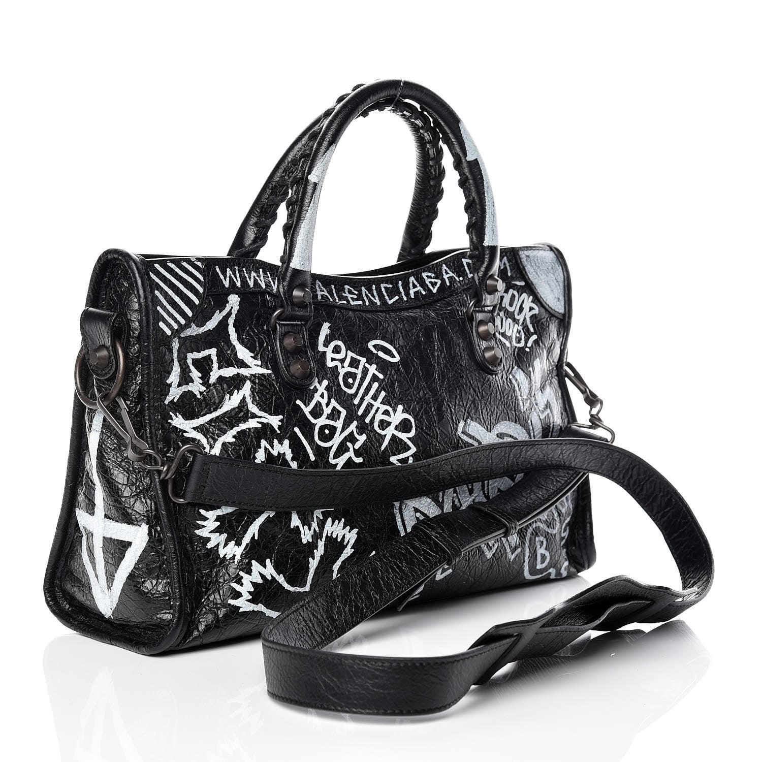Balenciaga Agneau Classic Hardware Graffiti All Over S City Black 3 of 9