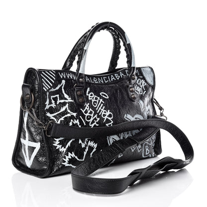 Balenciaga Agneau Classic Hardware Graffiti All Over S City Black 3 of 9