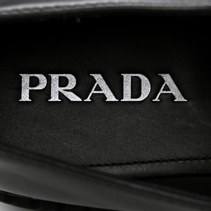 Prada Spazzolato Metal Triangle Logo Mens 35mm Loafers 8 Black 7 of 13