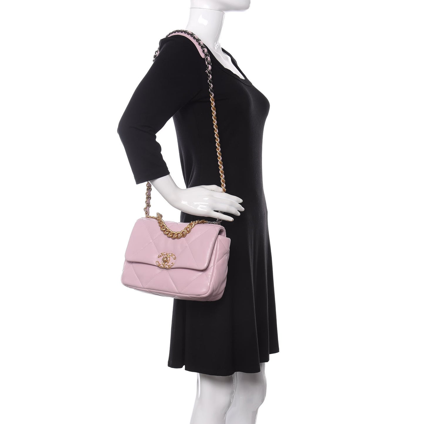 Lambskin Quilted Medium Chanel 19 Flap Light Pink