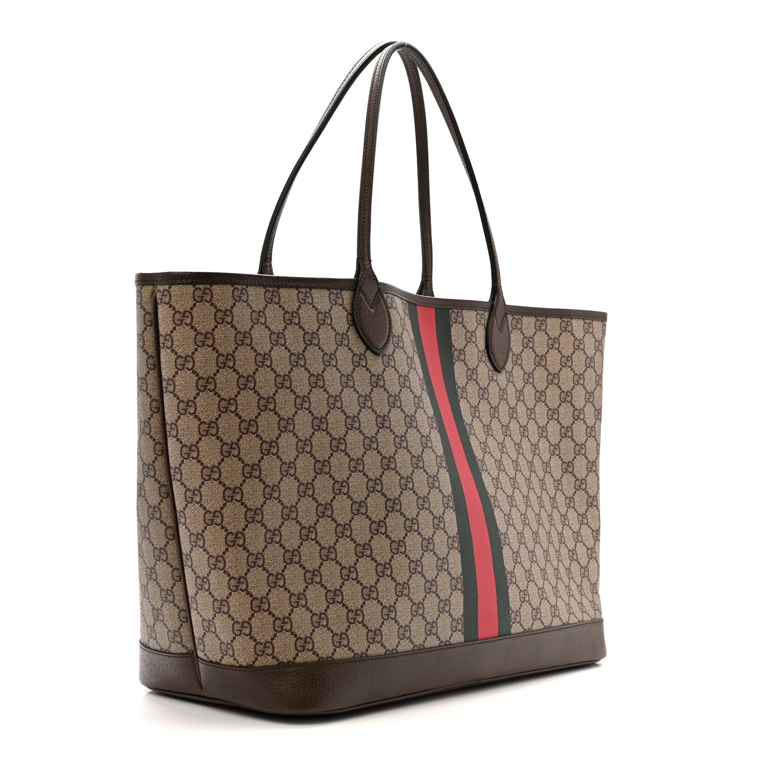 Gucci GG Supreme Monogram Textured Dollar Calfskin Web Large Ophidia Tote Beige Ebony New Acero 4 of 13
